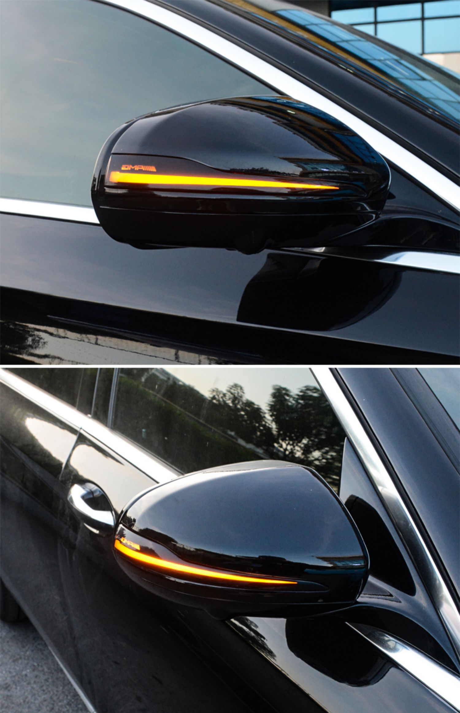 专用于奔驰新c级e级后视镜流水灯glc改装倒车镜led流光一抹蓝eqc20款