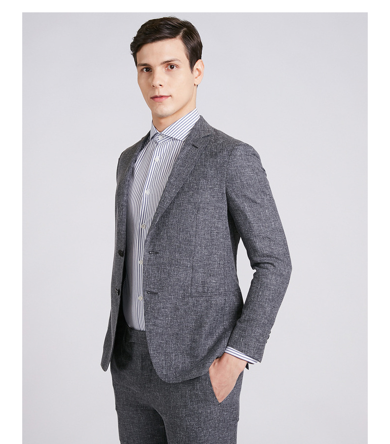 satchi沙驰男装2021春季新款灰色商务休闲轻正装西服透气清爽单西外套