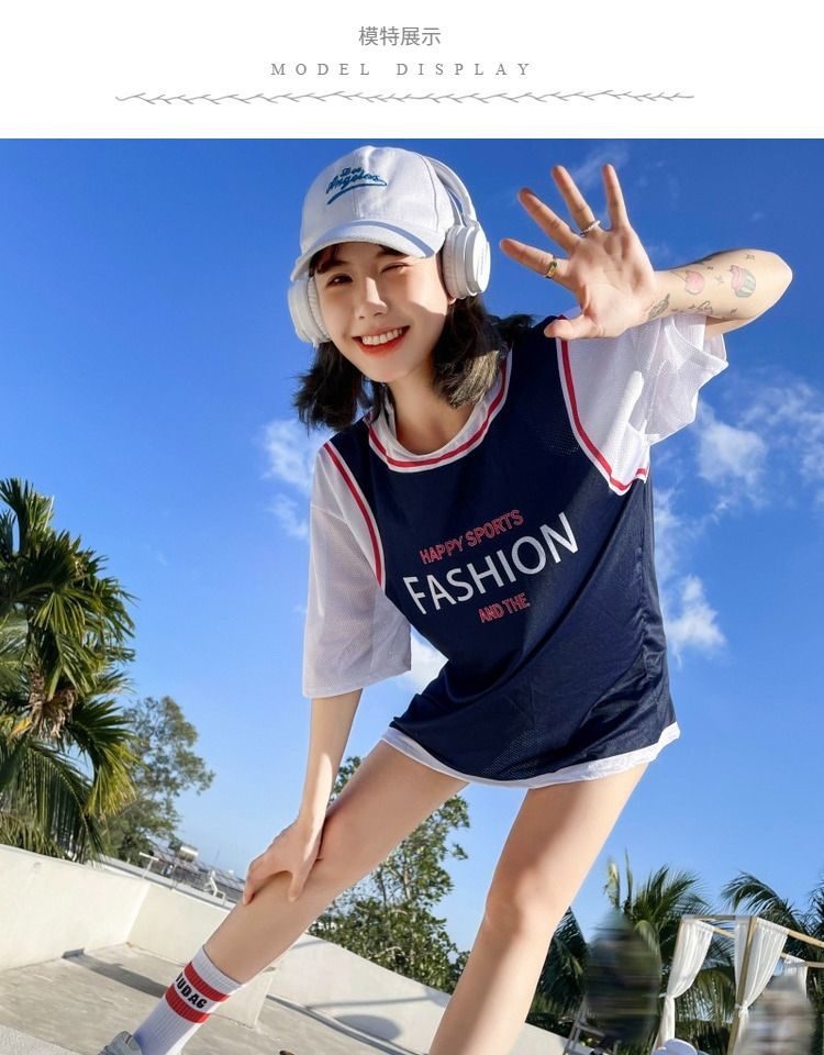 运动游泳衣女分体三件套学生泳课保守遮肚显瘦小胸聚