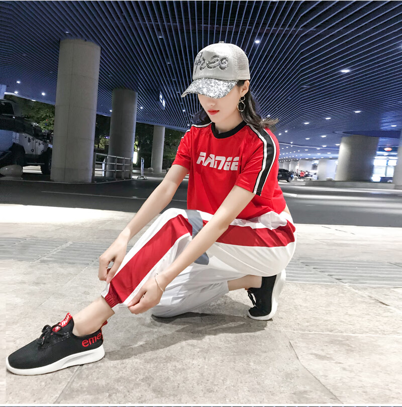 2020新款鬼步舞服装女长款套装韩版爵士舞蹈服女宽松练功裤嘻哈街舞