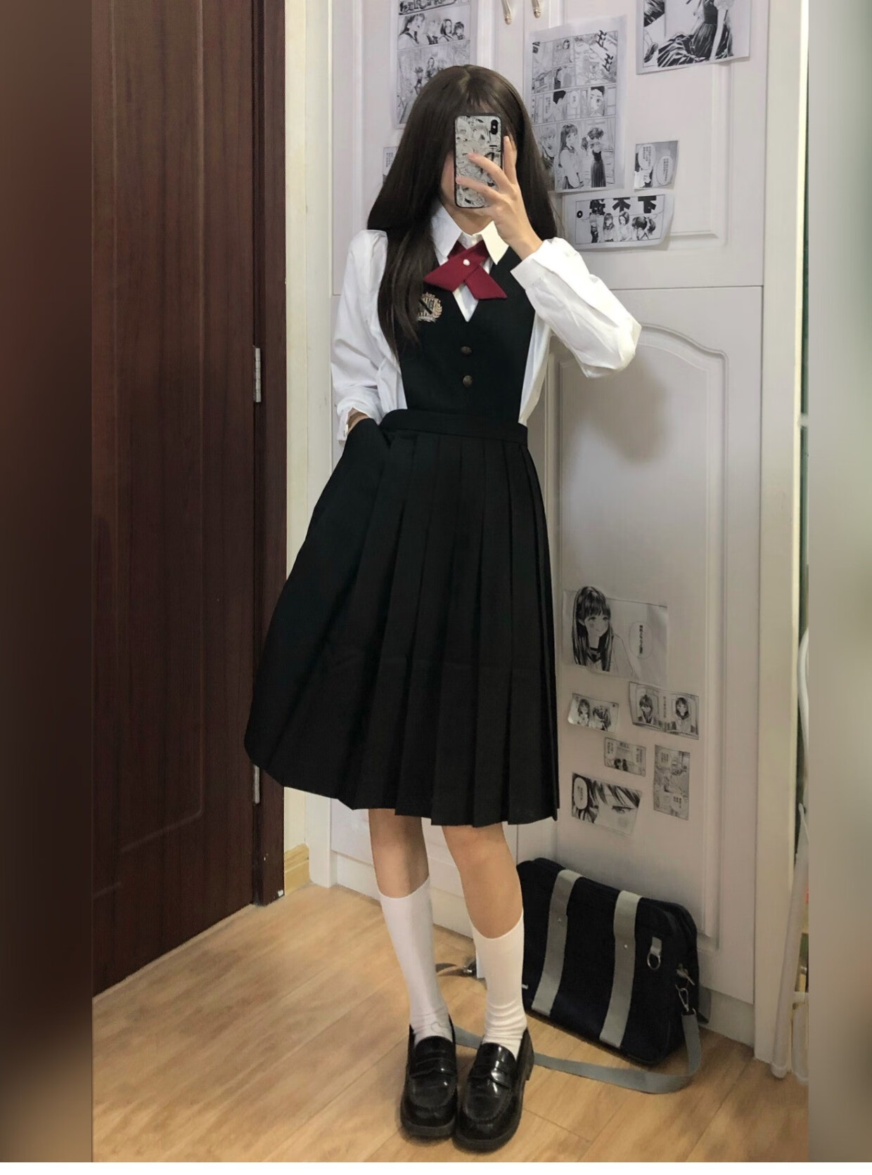 jk制服秋冬长裙秋池高正统护奶裙黑色连衣裙百褶裙班服校服套装夏秋