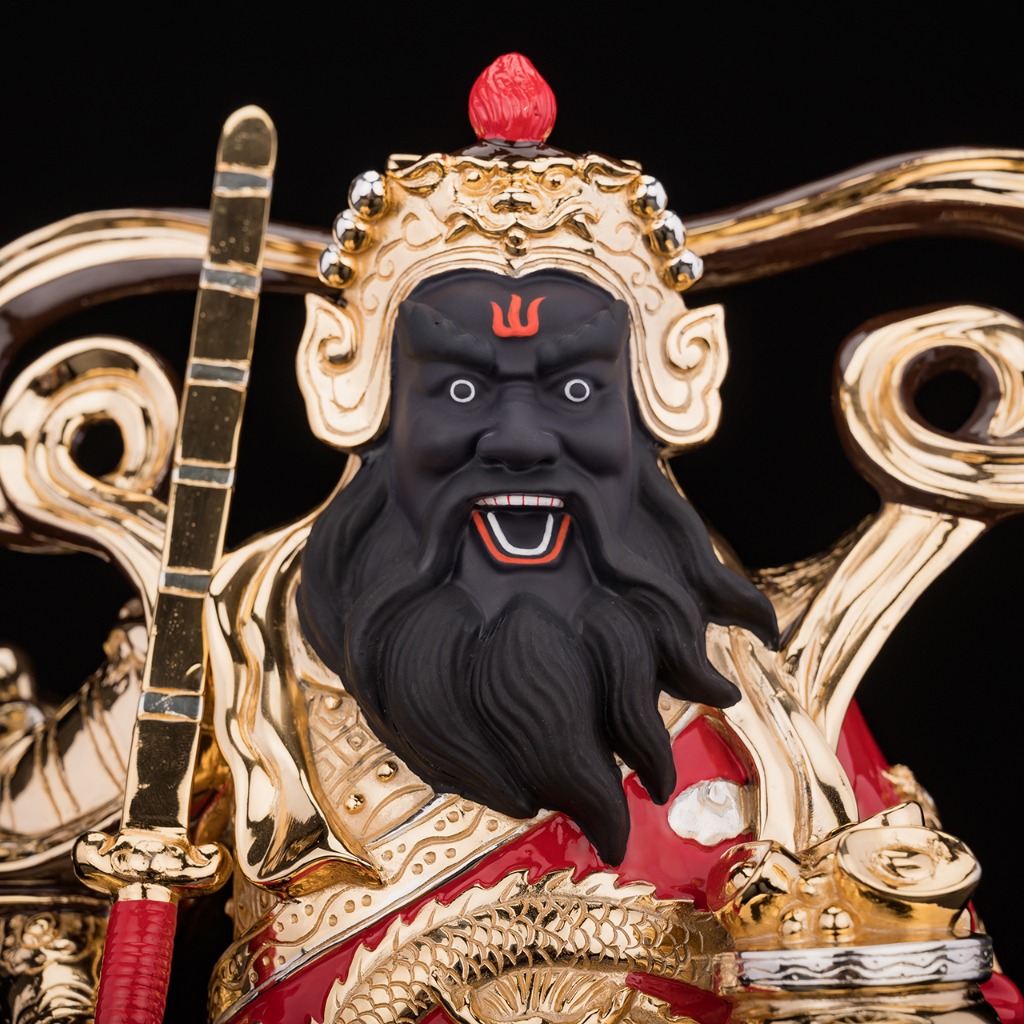 鎏金纯铜五路财神武财神赵公明神像中路财神爷摆件 高155厘米【图片