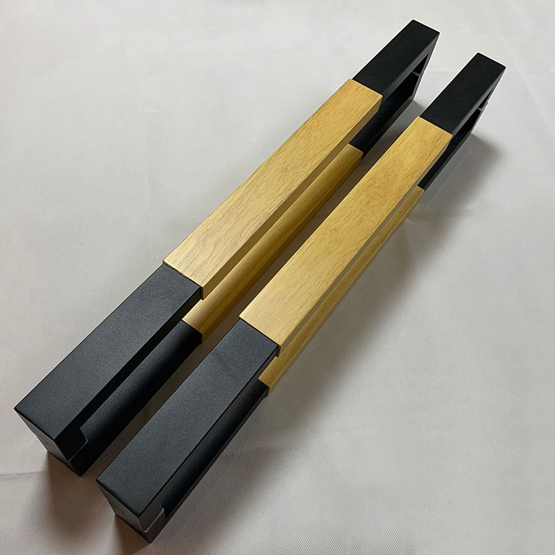 不锈钢实木大拉手推拉门原木把手玻璃门拉手酒红花梨木新中式门把黑色