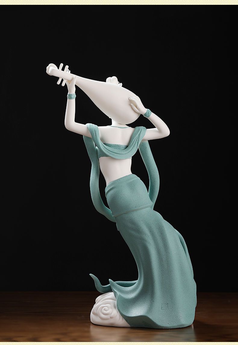 敦煌飞天系列陶瓷人物雕塑摆件礼艺术工艺品装饰品 d52-312b 长笛