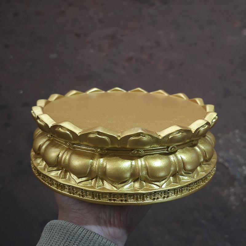 琴书侣金色观音莲花底座佛台圆形实木菩萨佛像底座托架佛底座木质b