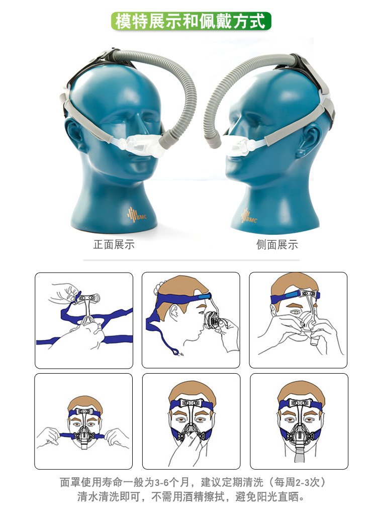 呼吸机bmc-pm p2鼻枕鼻塞面罩家用呼吸机面罩止鼾器配件 套/袋(含大