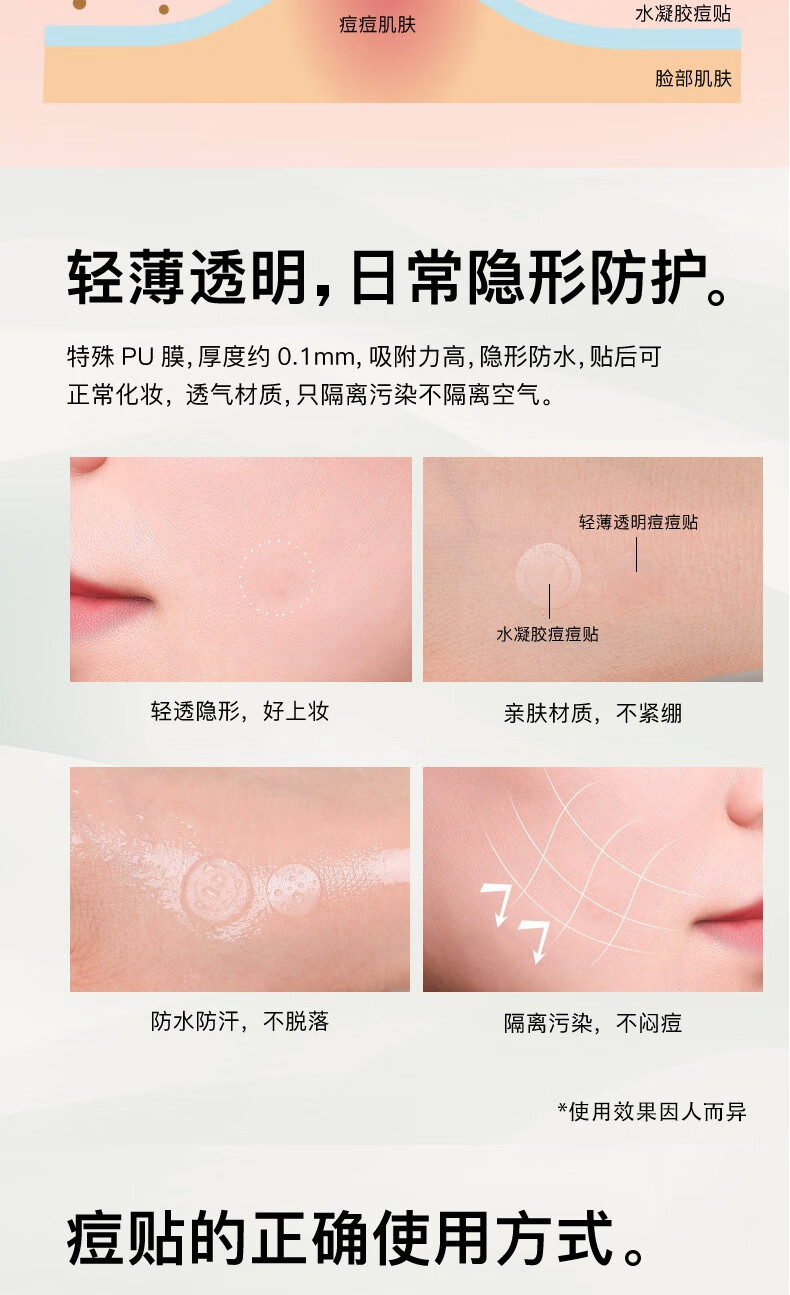 rnw 如薇舒缓隐形净痘痘贴去黑头鼻贴组合套装70贴 10片(隔离污染可上