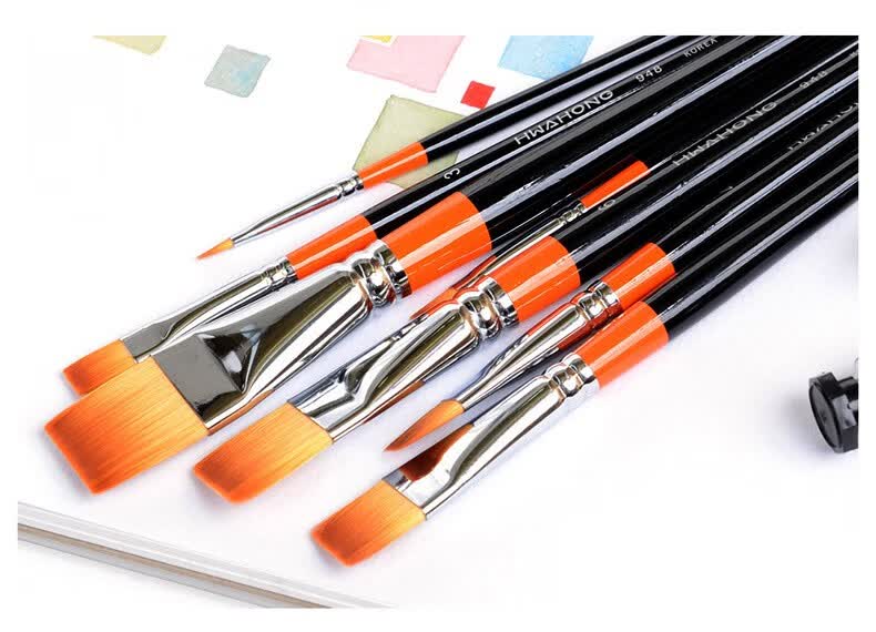 韩国hwahong华虹948尼龙毛画笔6号平头图案笔水粉笔油画笔水彩笔粉底