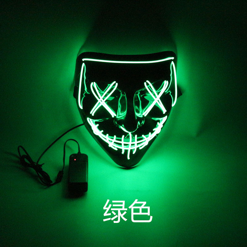 赛博朋克面具头盔万圣节el发光面具led全脸面罩男女派对道具v字鬼脸
