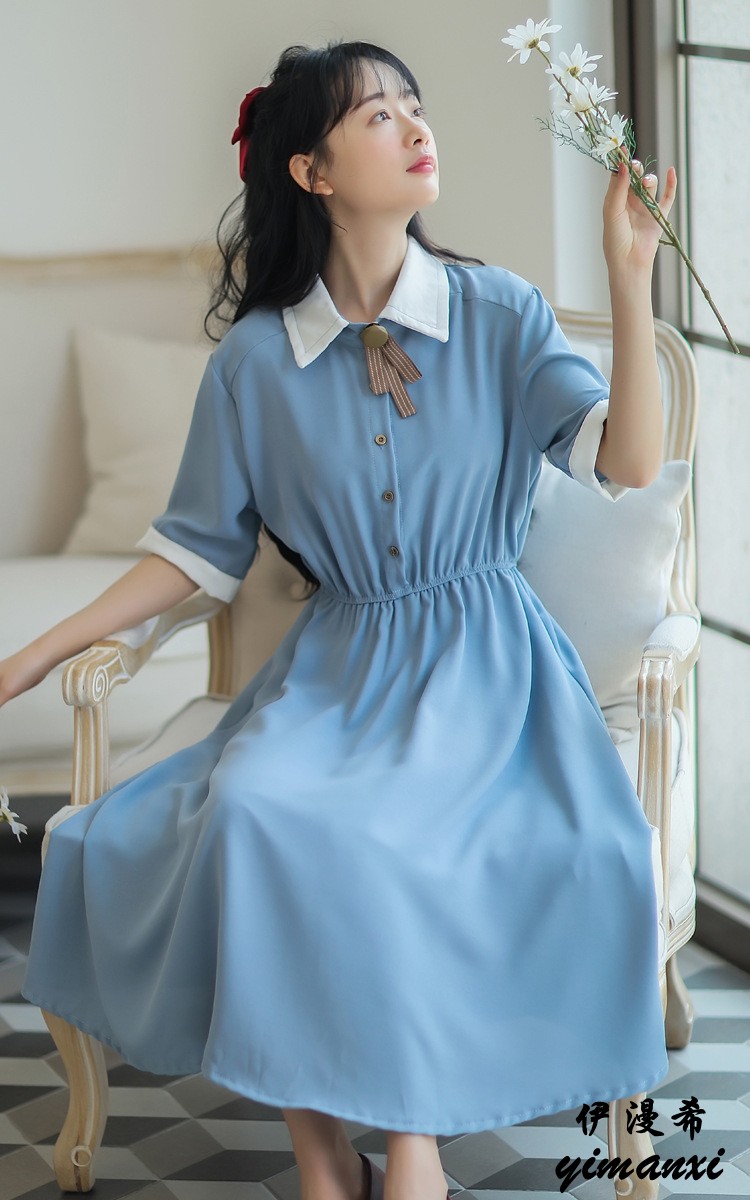 夏天女生裙子夏季衣服学生少女高中生初中生大学生穿的韩版仙女中长裙