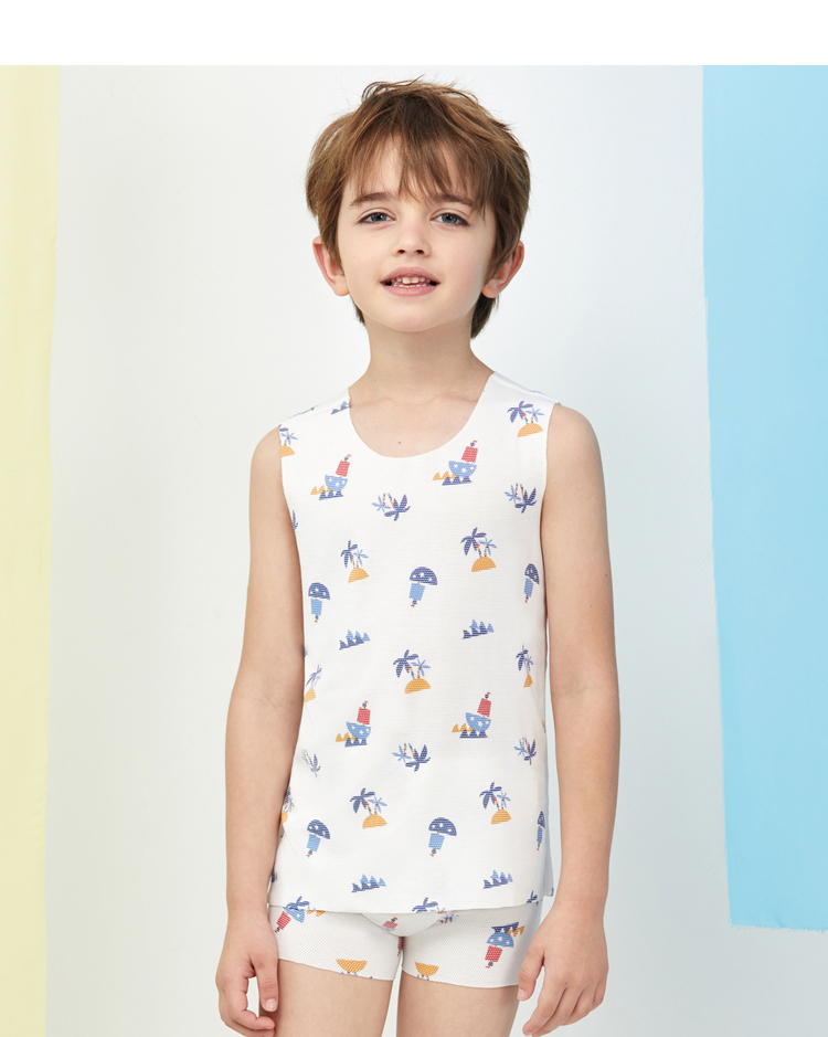 爱慕儿童背心男孩背心宽肩跨栏背心男孩背心网眼透气背心夏季薄款