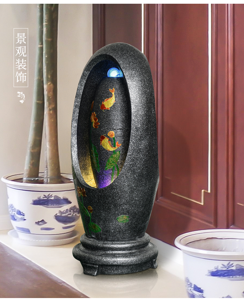 舞万花 新中式球流水喷泉摆件循环水客厅办公室生财装饰创意开业礼品