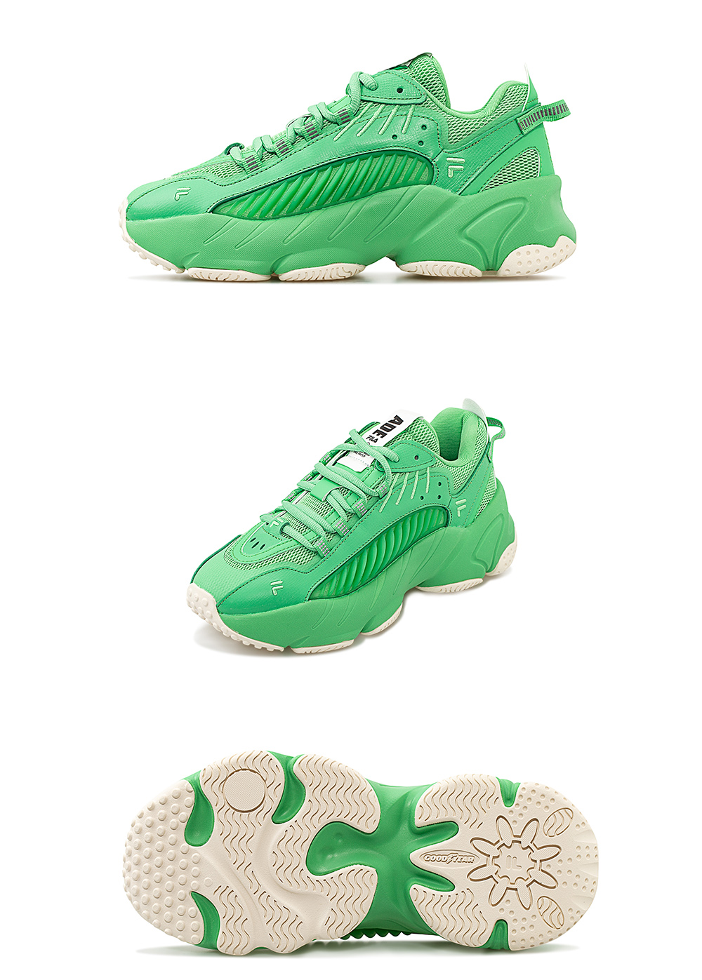 fila fusion 斐乐潮牌官方 情侣ade 2021春新款老爹鞋女运动鞋男 米色