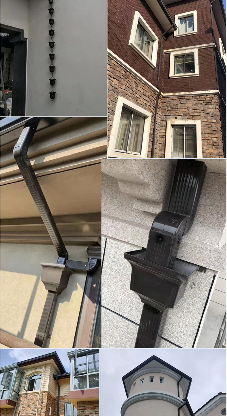 屋檐雨水槽铝合金天沟方形雨水管屋顶排水阳光房屋檐落水成品水槽定制