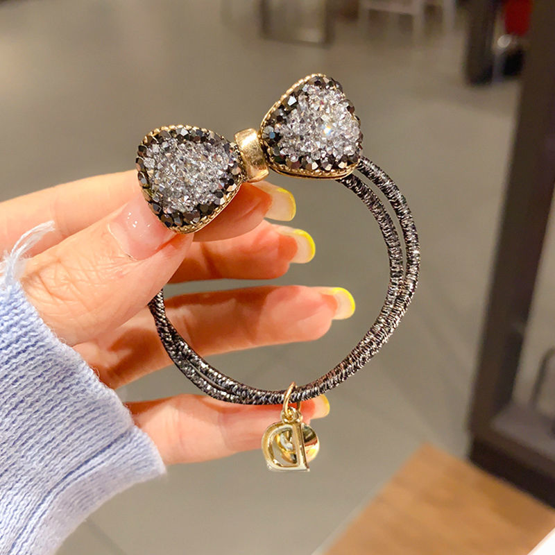 韩国高档复古水晶蝴蝶结发圈新款满钻发绳时尚网红头绳女简约气质