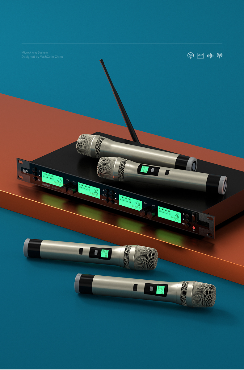 无线话筒一拖四专业舞台演出领夹式头戴耳麦会议室麦克风u段p400一拖