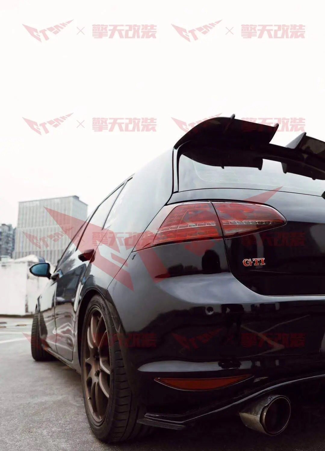 适用于高尔夫6gti/r20改装ak尾翼免打孔运动尾翼 高7全系 ak碳纤纹