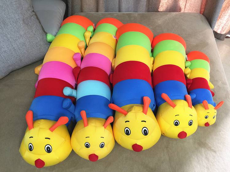 毛毛虫玩具公仔毛毛虫抱枕泡沫纳米粒子软体颗粒填充光滑毛绒玩具 虫