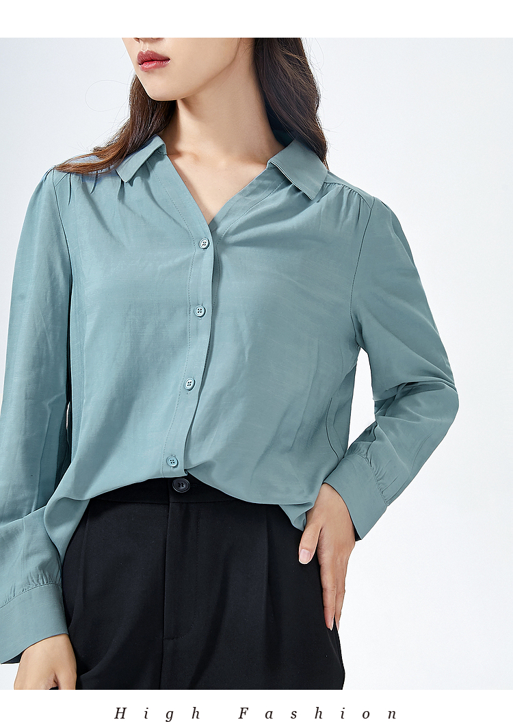 三福2021秋季女轻熟格纹褶皱设计衬衫舒适上衣女445281 米白 160/84a