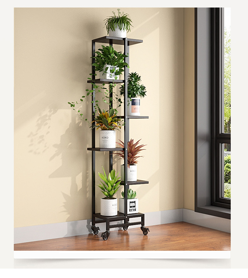 花架子带轮子放花盆的架子艺术花架花架置物架阳台花盆架带轮铁艺室内