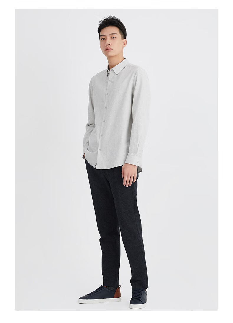 百家好男装mindbridge百家好男装衬衫韩版修身长袖商务衬衣男士上衣mu