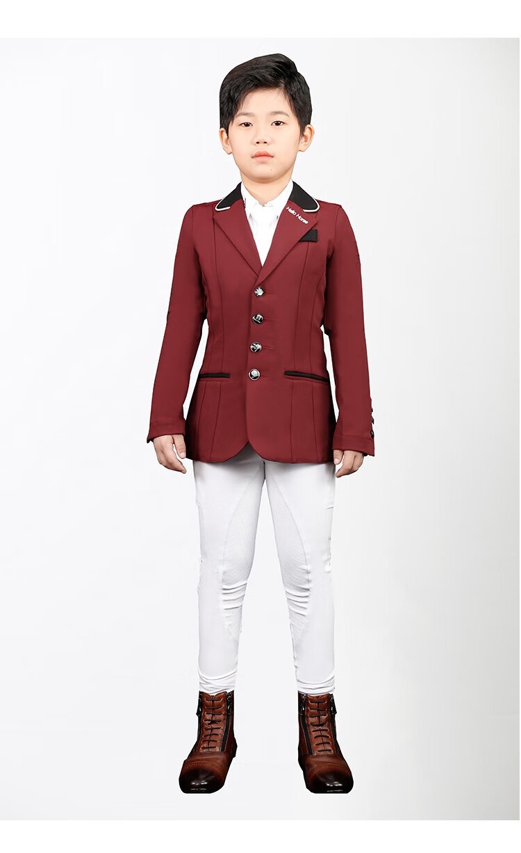 hello horse马术上衣儿童马术西服成人骑士服障碍马术装备骑马装 酒红