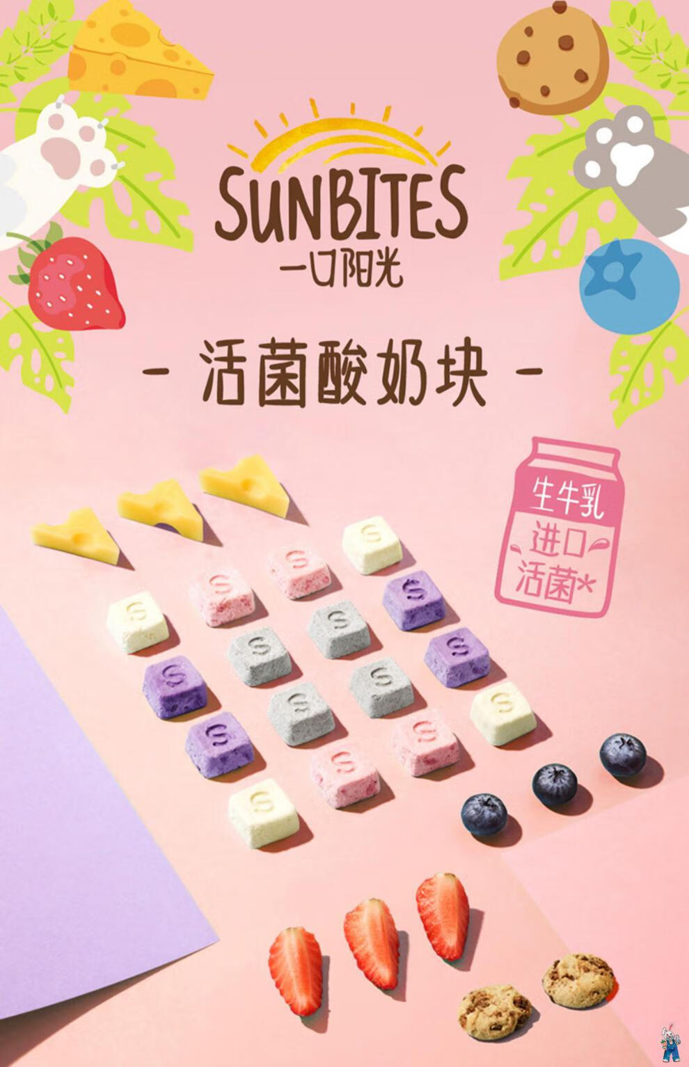 儿童幼儿园分享零食 小包装孕妇食物吃的 活菌酸奶块-草莓口味【图片