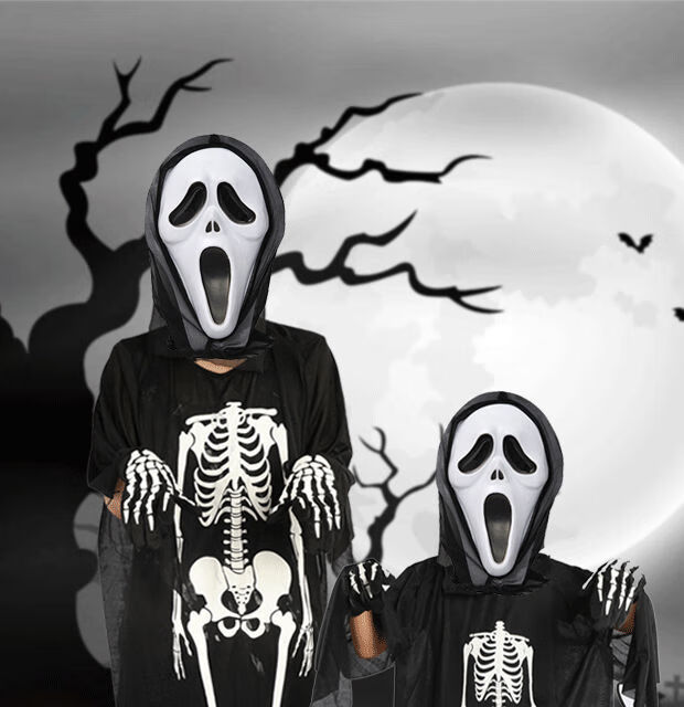 【京选】万圣节儿童服装女成人恐怖骷髅衣服披风道具男童死神鬼衣cos