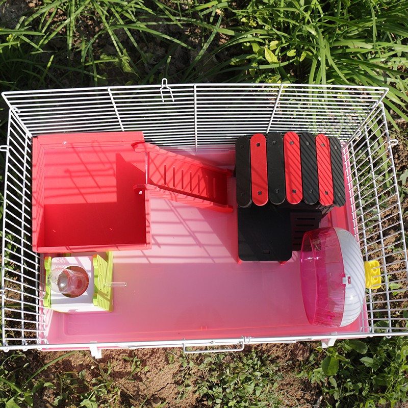 麦叮卡 仓鼠笼47基础笼仓鼠笼子花枝用品金丝熊窝别墅单双层套餐 粉色