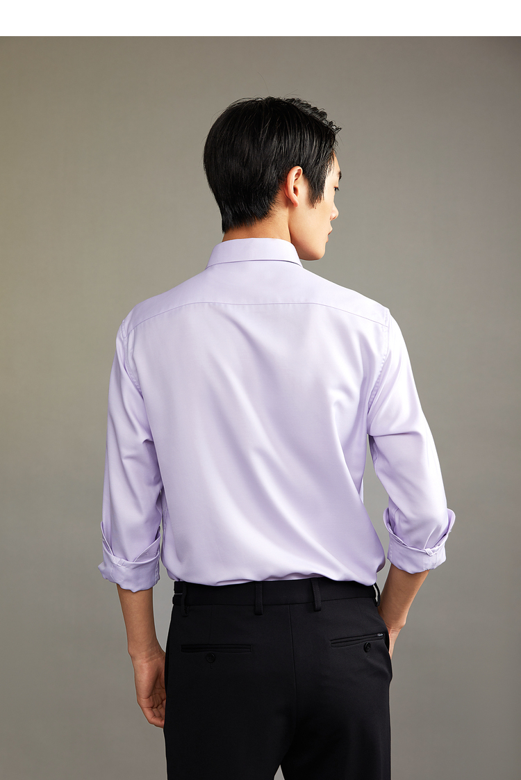 hla海澜之家长袖正装衬衫男2021秋季净色服帖平整胸前口袋长衬hncad3d