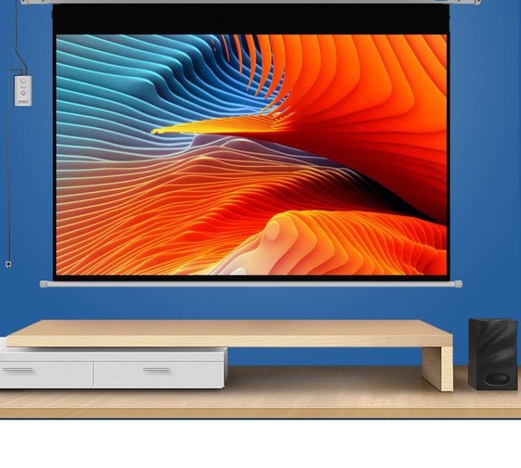 大尺吋大屏幕舞台升降幕布电动投屏投影带遥控家庭式定做电影幕84寸