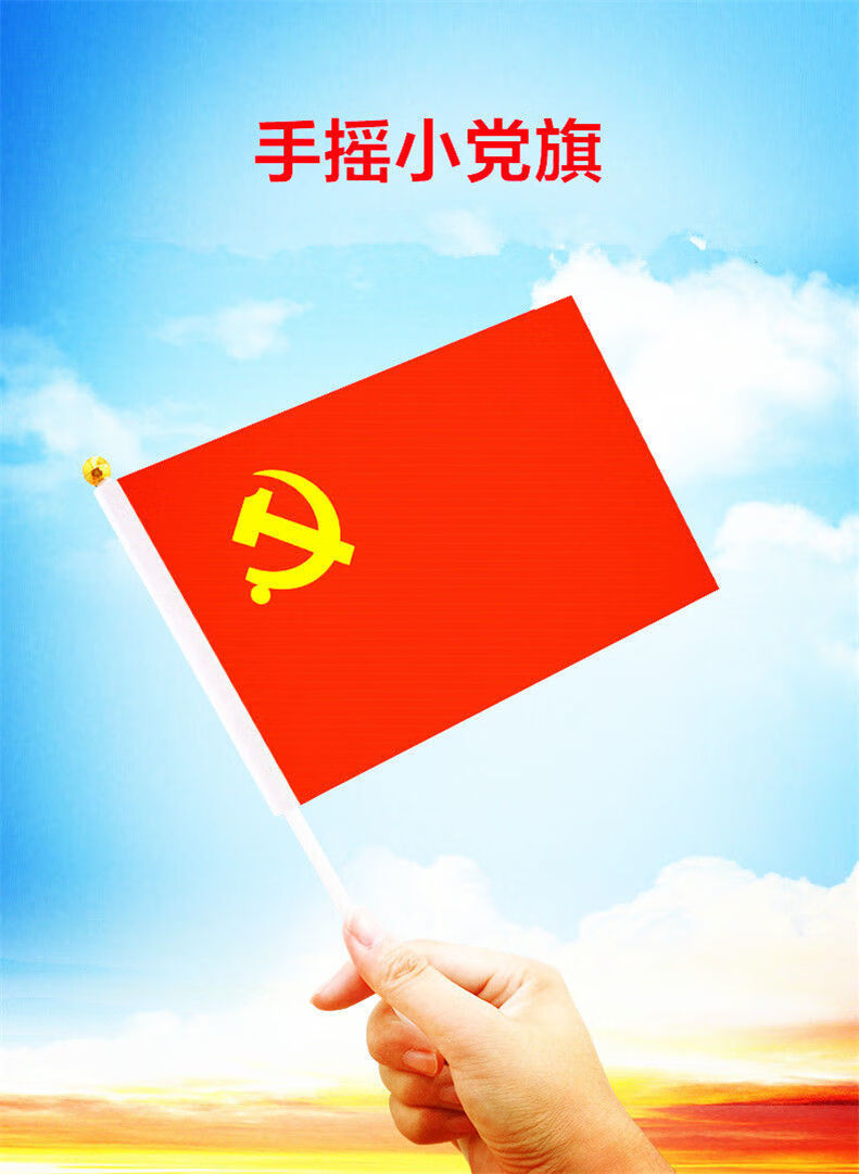 轻格 手摇小党旗手摇旗小党旗手持党旗小旗8号7手拿旗带杆旗子 党旗1