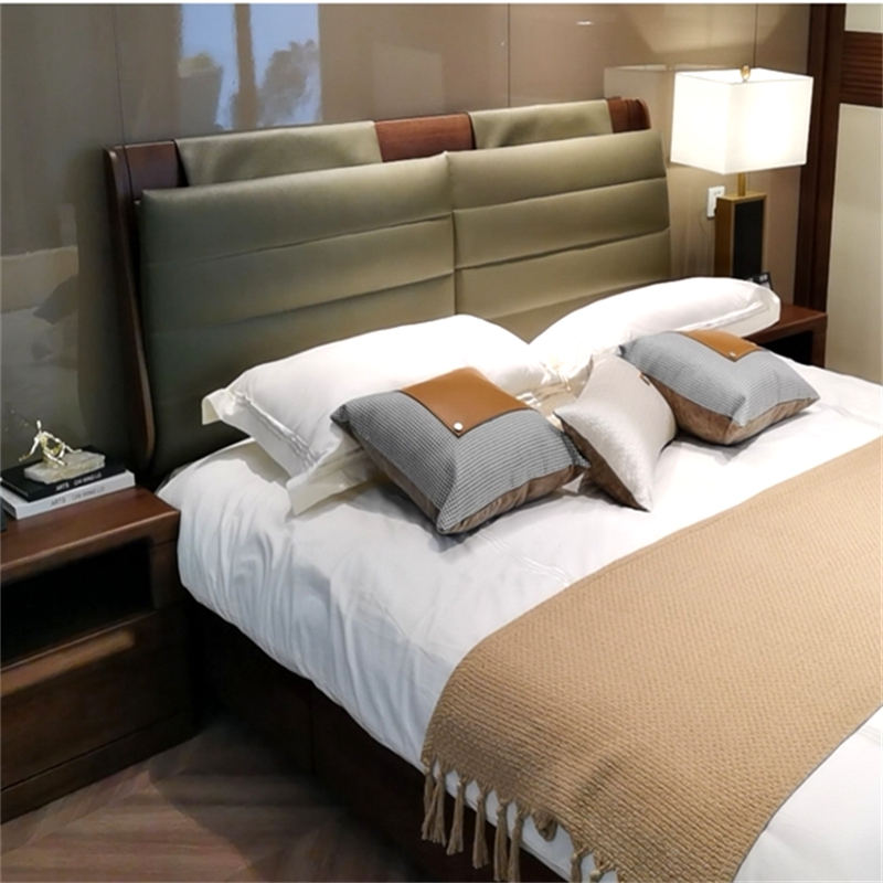 南洋胡氏胡桃生活胡桃楸木现代简约ye6s32实木软包床可拆卸ye6s20s