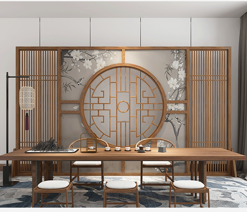 古风今现新中式屏风隔断客厅进门玄关实木镂空酒店茶楼遮挡简约入户