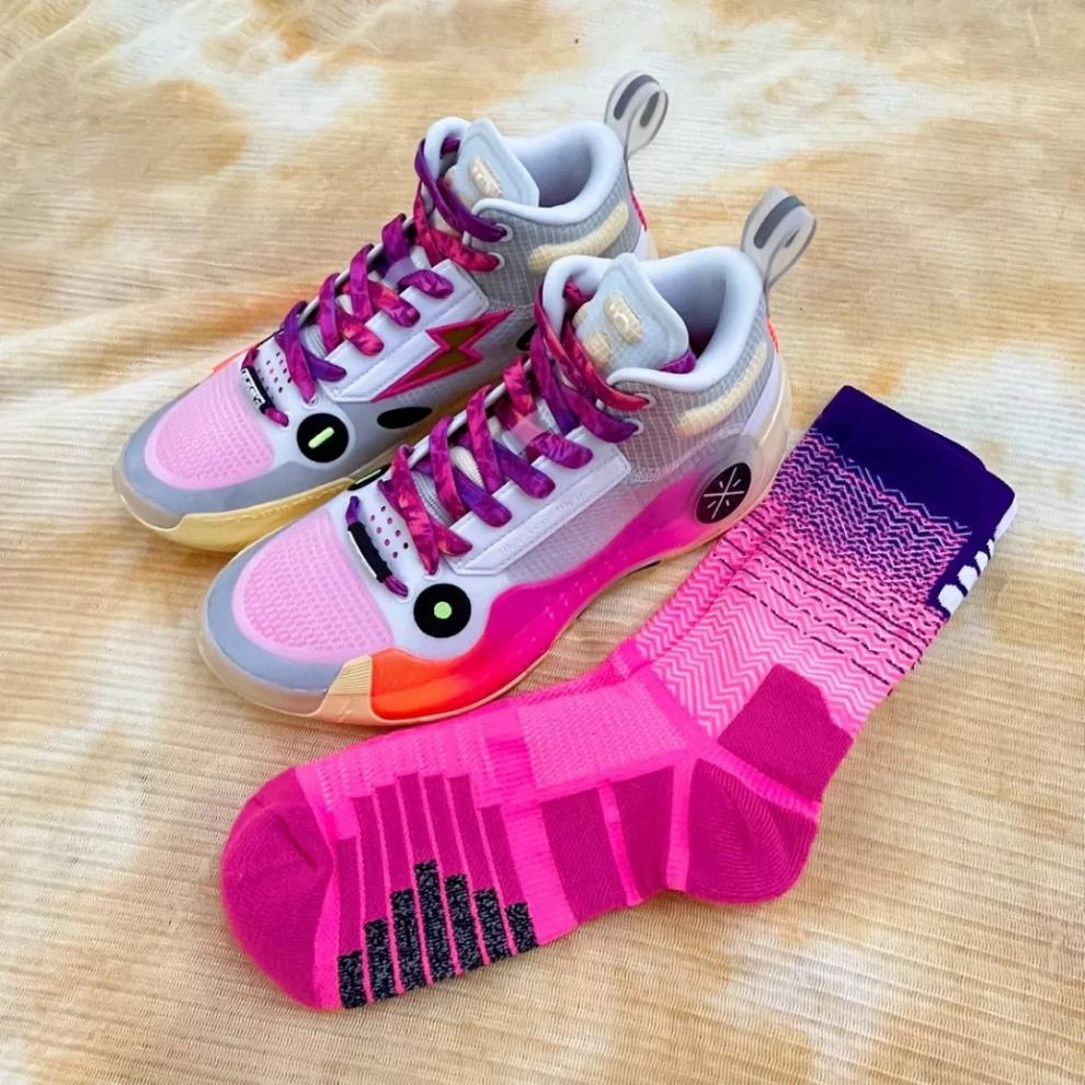 适配10白色绽放全城9 10 赤兔4 5惟吾v1 way of wade鞋带 绿橙渐变底