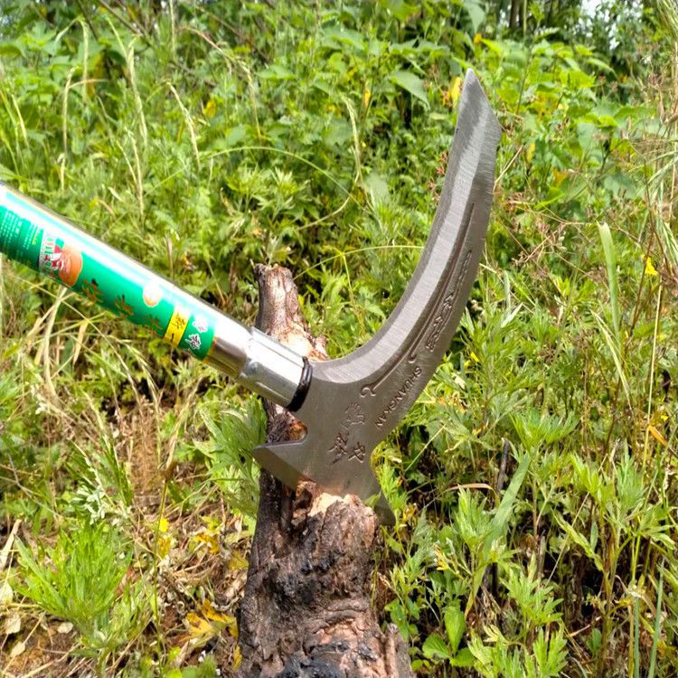 狗尾草锰钢镰刀双刃柴割草刀农用户外钓鱼收割农用工具垂钓长柄全钢