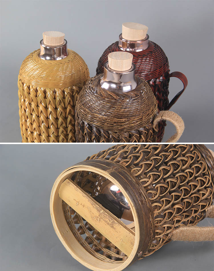 老式热水瓶手工竹编复古热水瓶家用传统暖水壶玻璃内胆老式热水壶茶室