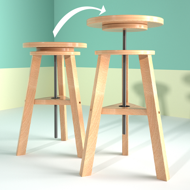 温妤wxpyu进口榉木制画凳专业美术旋转画凳可调节高度360旋转儿童绘画