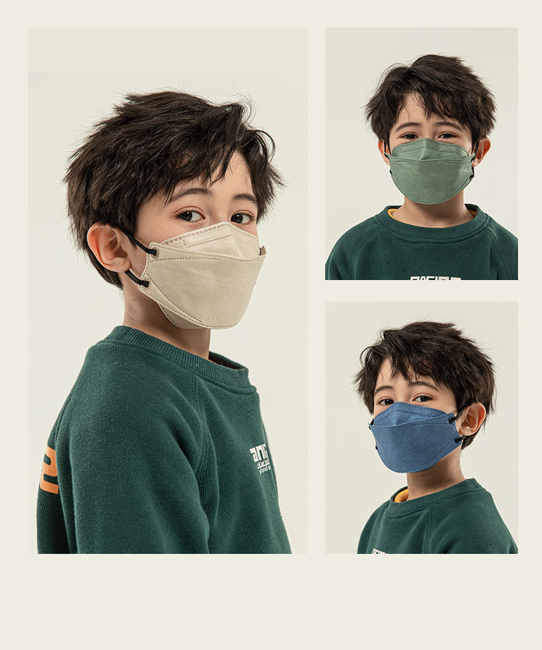 儿童新款kf94莫兰迪色口罩女高颜值3d网红同款ins独立包装一次性藕荷