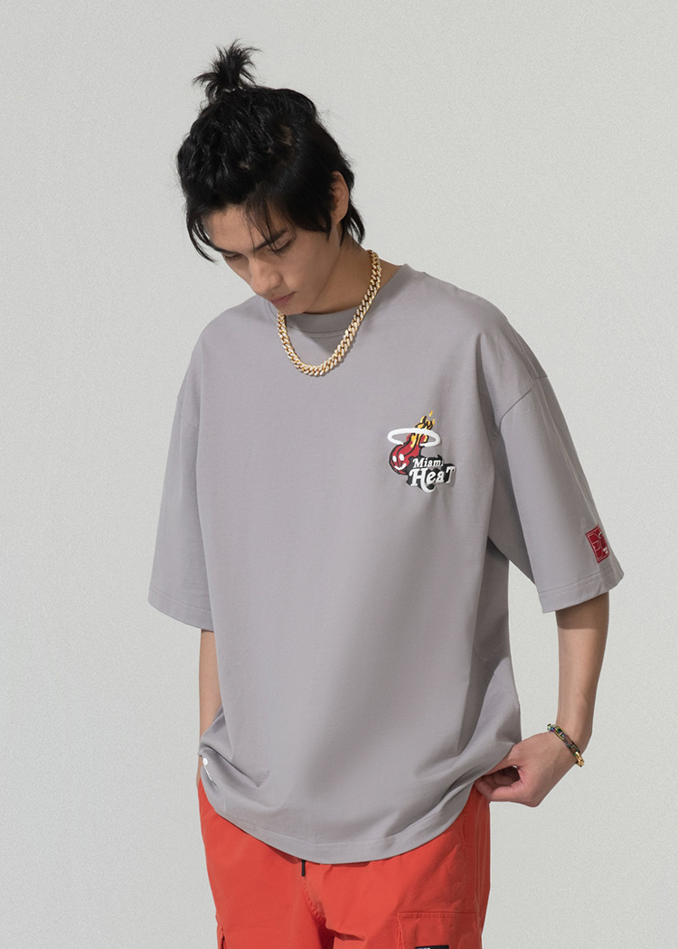 jackjones杰克琼斯nba联名热火队平胶印发泡混合印花t恤男221201186 e