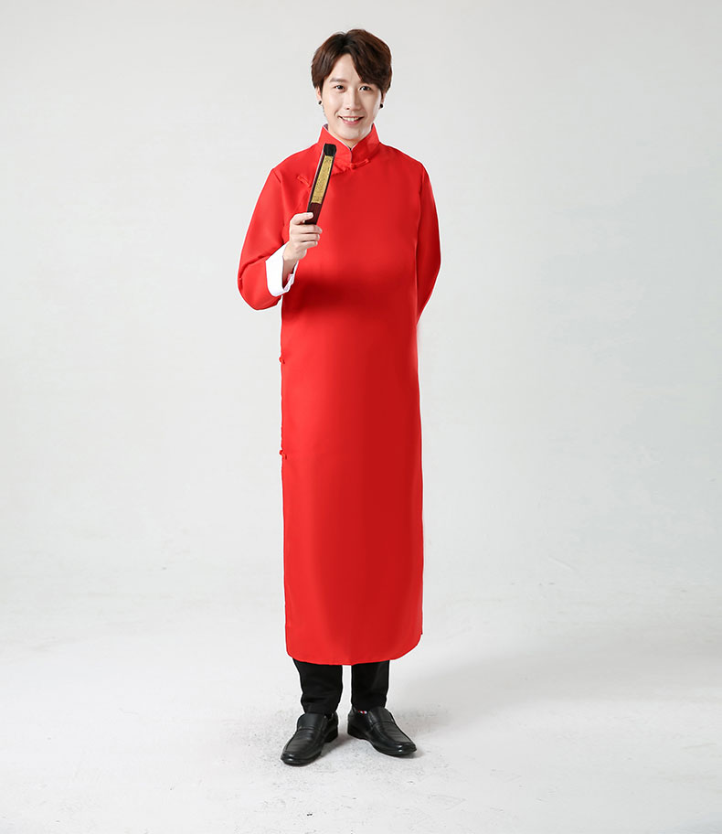 五四青年学生装中式伴郎服长袍马褂演出服定制款酒红只发衣服150cm