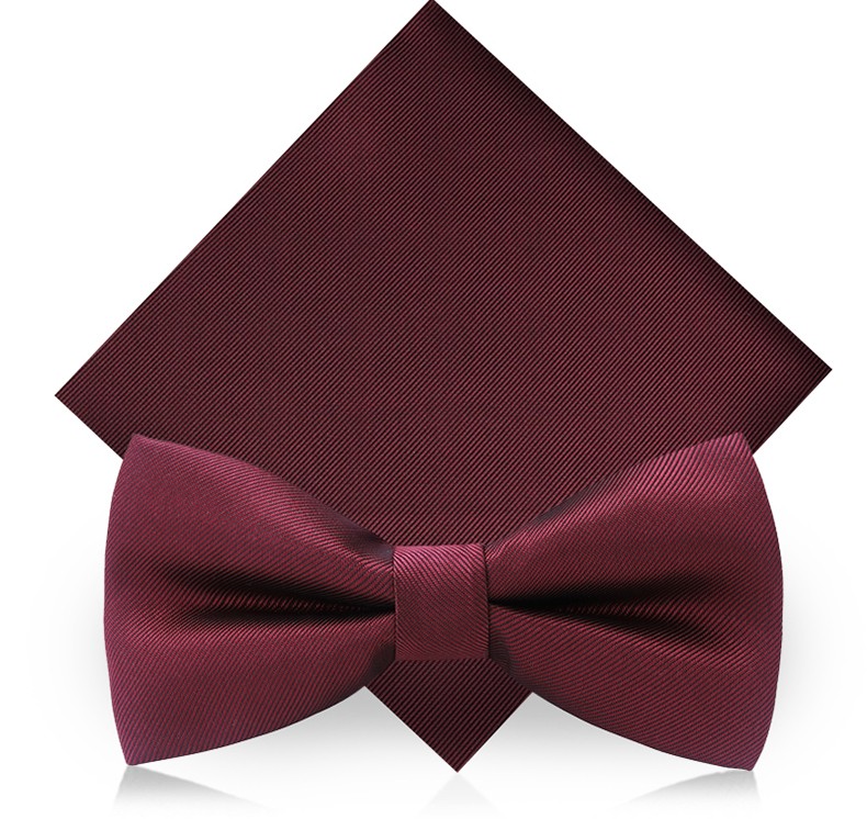 婚礼蝴蝶结伴郎新郎男士英伦红色轻奢国潮 深酒红斜纹领结方巾套装