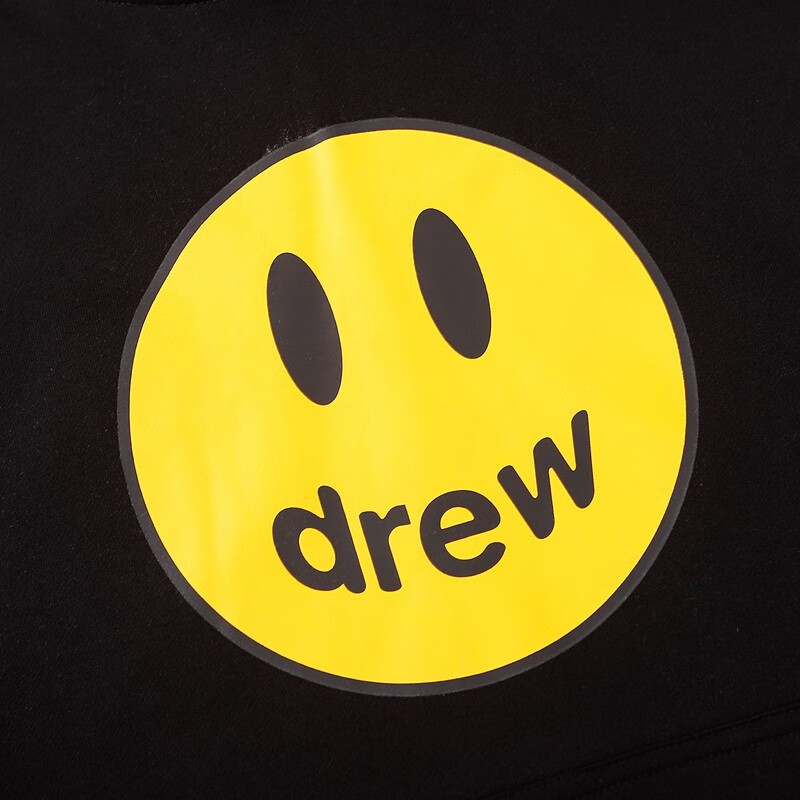 欧美潮牌drew笑脸下摆破坏拼接比伯同款情侣宽松薄款连帽卫衣上衣