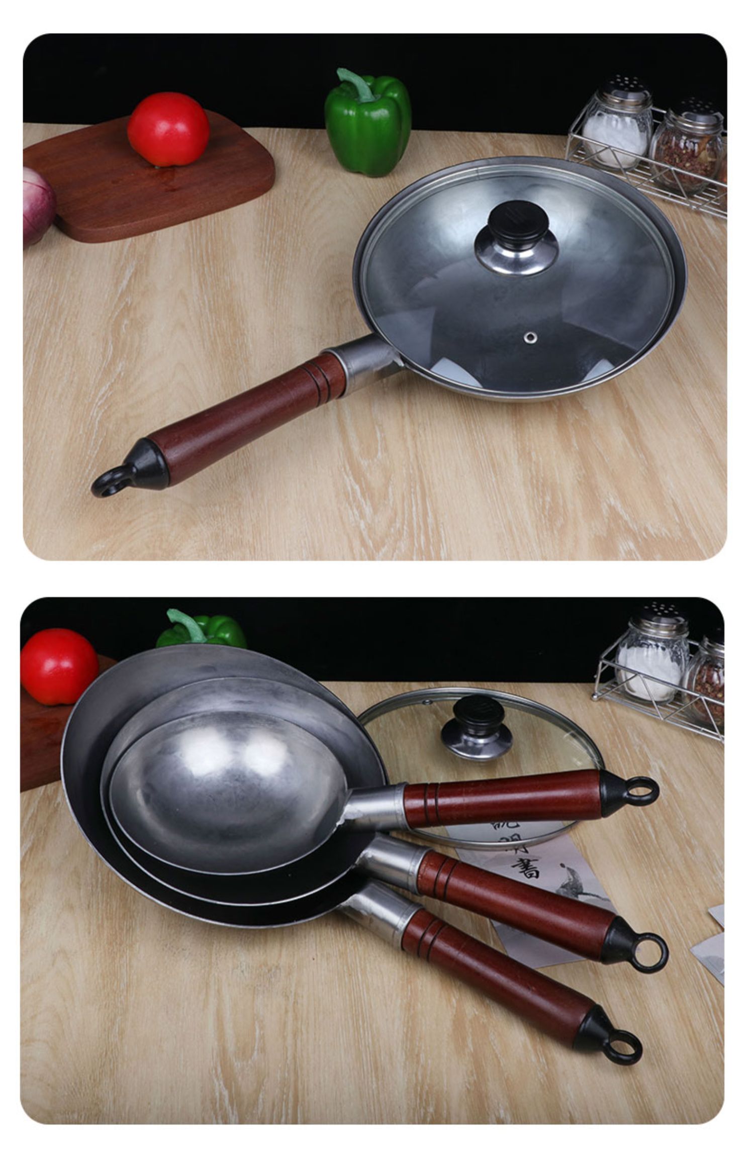 派力手工小铁锅锻打纯铁炒锅迷你小锅木柄锅家用宝宝辅食锅熟铁锅无