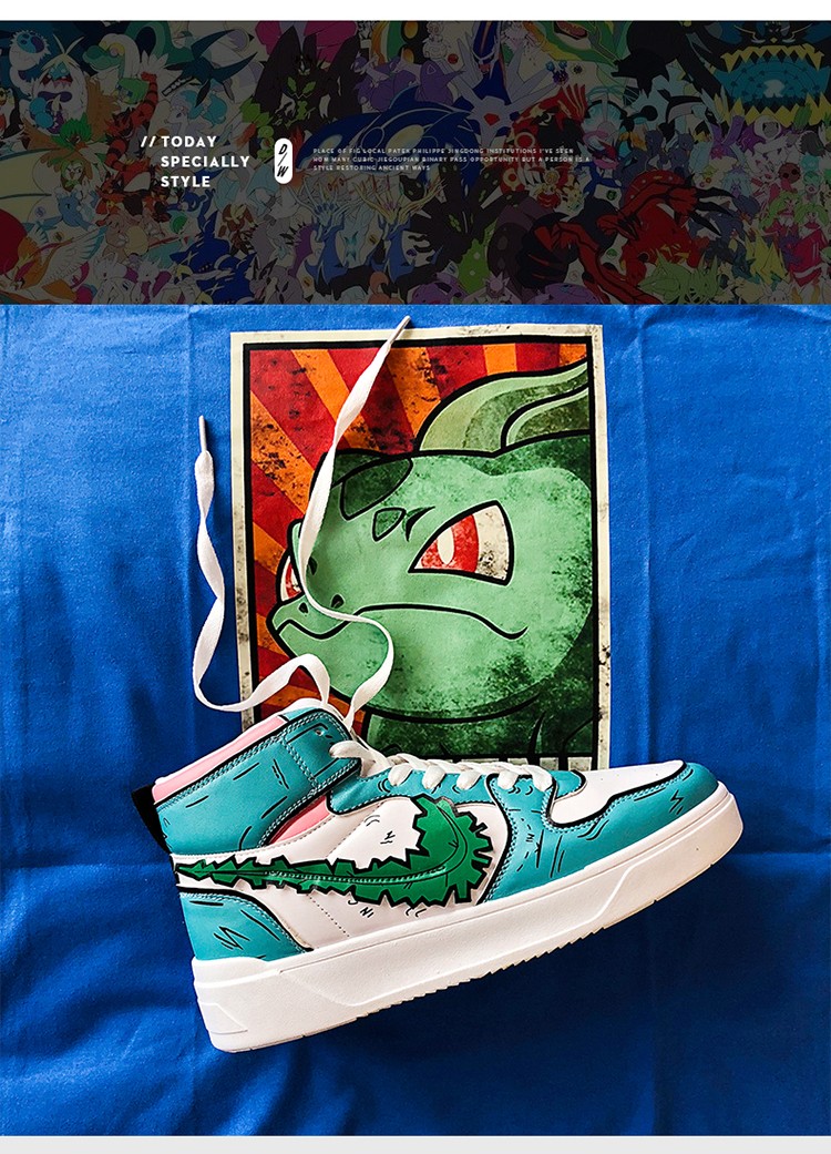 动漫联名aj高帮男鞋皮卡丘新款空军一号小火龙韩版鸳鸯鞋运动休闲潮鞋