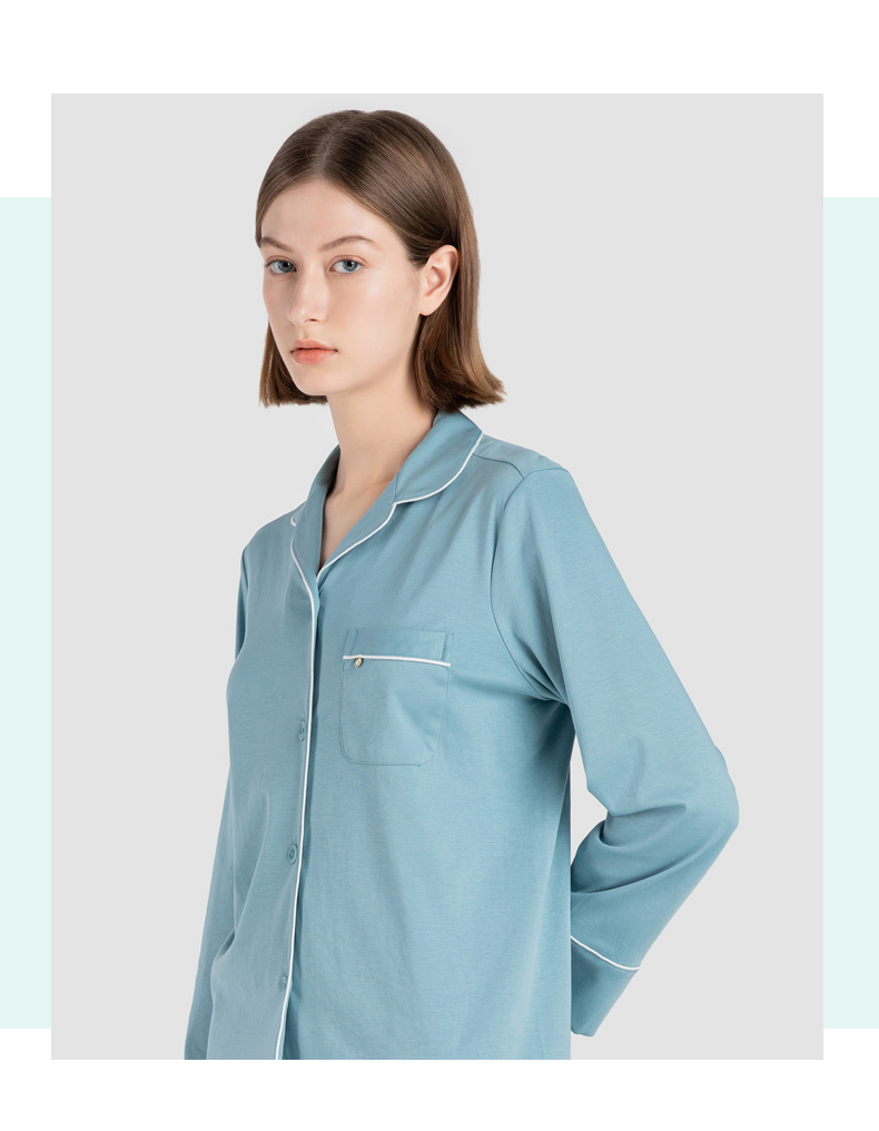 全棉时代睡衣女士家居服套装液氨棉 星月蓝 m