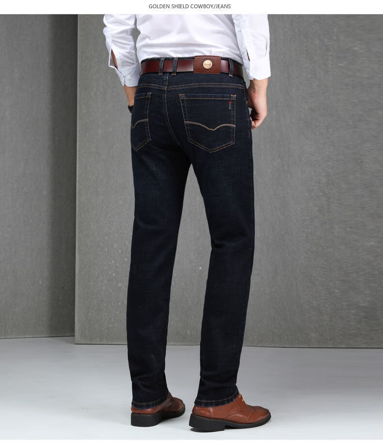 老爷车 男士牛仔裤春秋厚款直筒宽松男裤高腰弹力商务休闲牛仔长男裤