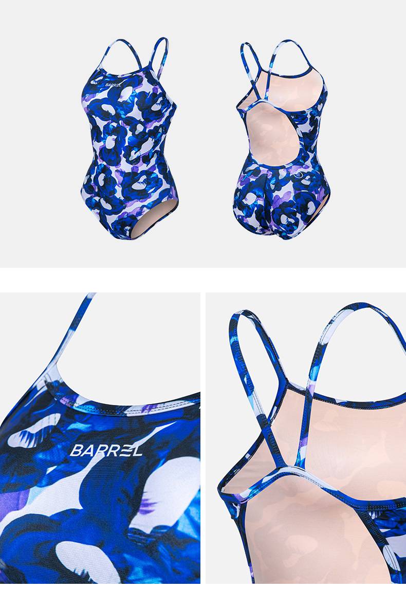barrel速干冲浪泳衣女士花园向阳防晒专业运动竞技三角连体游泳装向阳