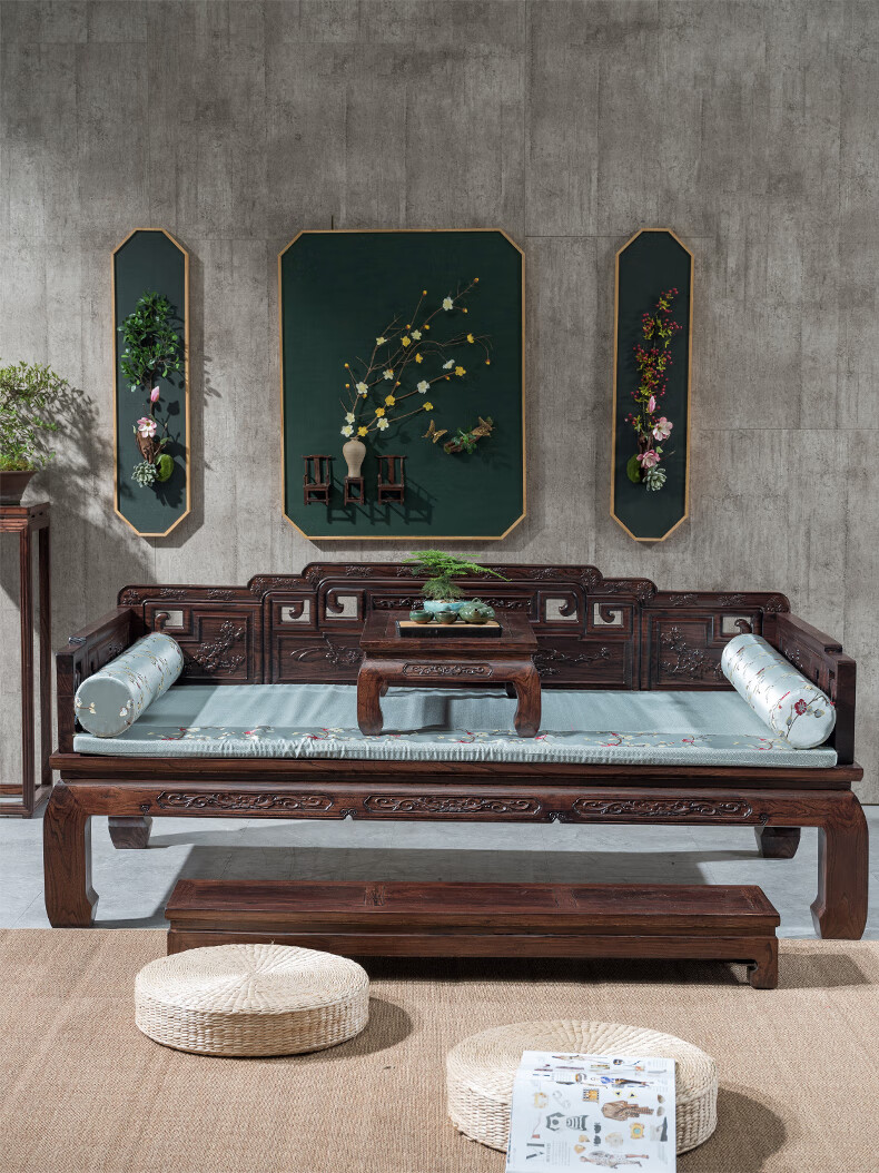 雷动罗汉床新中式实木榆木家具小户型床榻沙发储物多功能罗汉榻12米