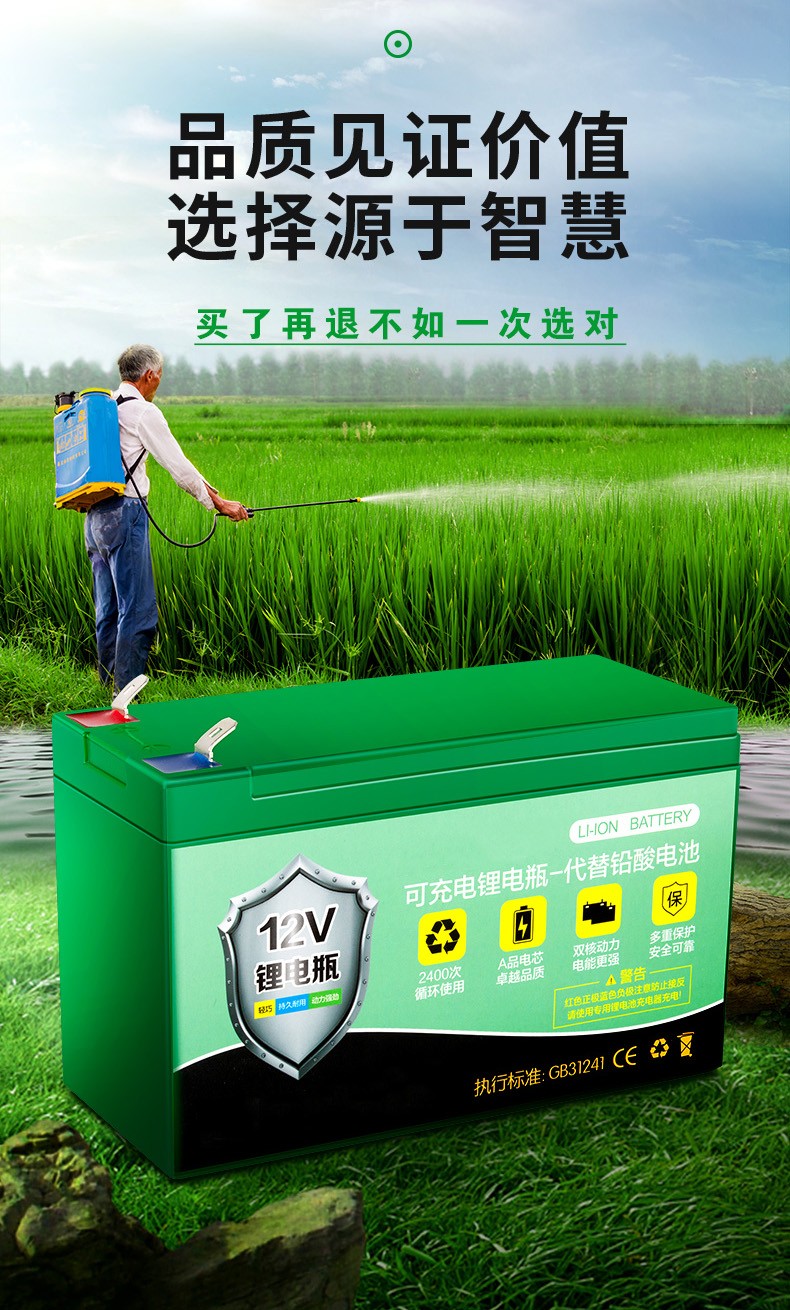 勋诚锂电池喷雾器电动12v农用打药机专用锂电瓶背负式大容量蓄电池伏